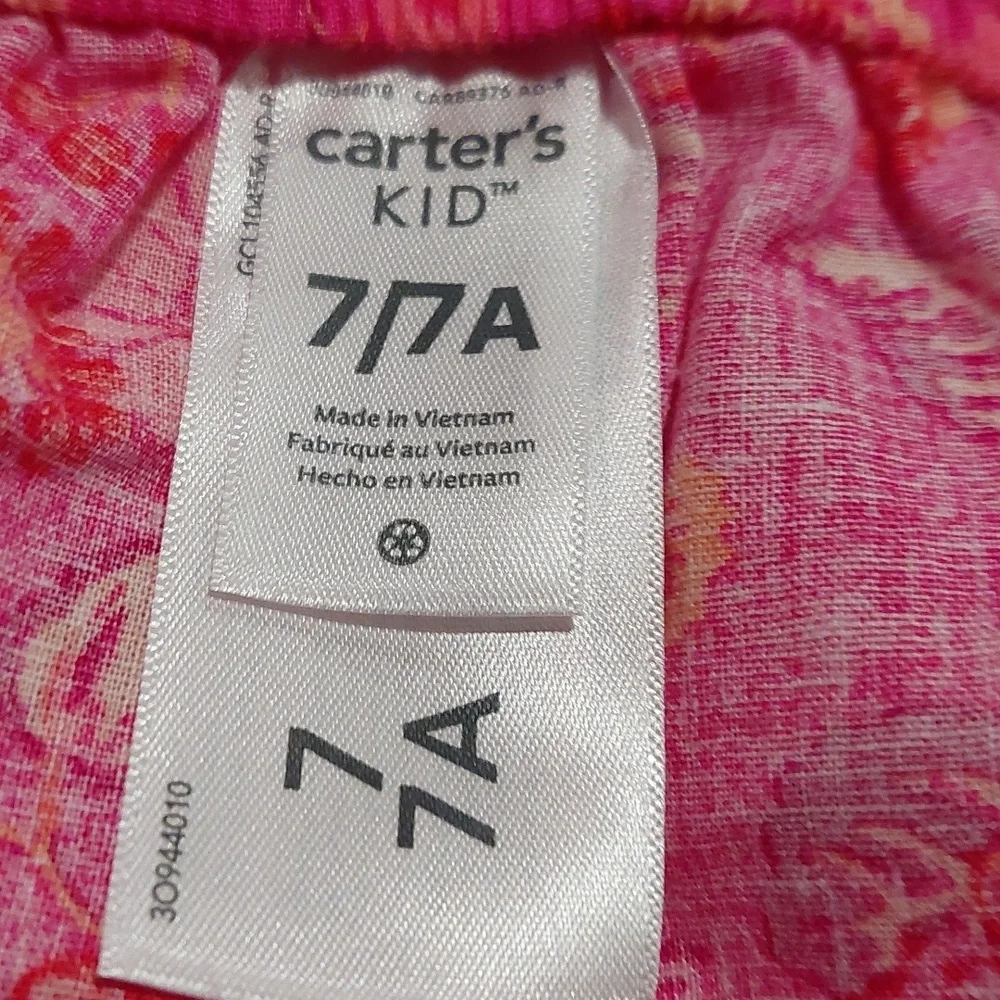 Carter's Girl's Size 7 Skirt Floral Print Pink Elastic Waistband Ruffle